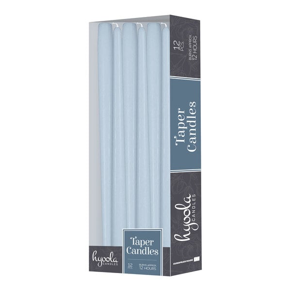 Hyoola Candles 14" Ice Blue 12-Hour Taper Candle - 144/Case