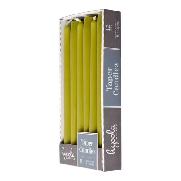 Hyoola Candles 10" Olive Green 8-Hour Taper Candle - 144/Case