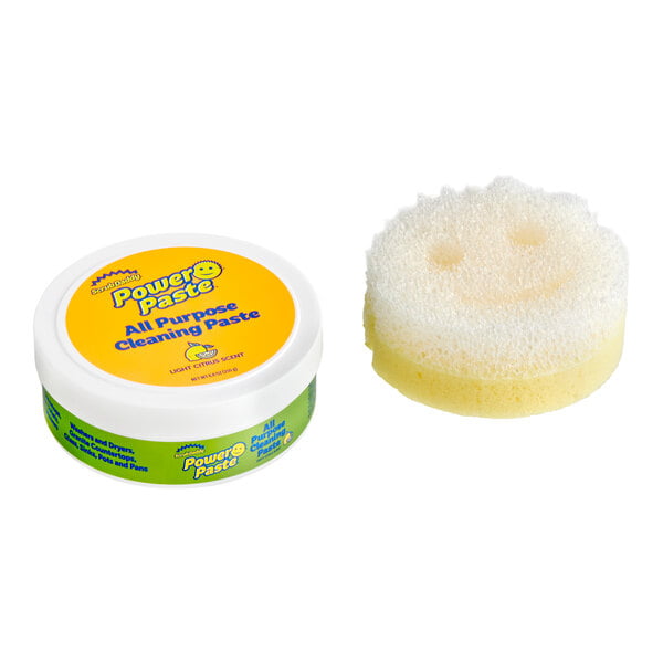 Scrub Daddy FG9100001006CS0EN04 2-Piece Cleaning Kit with PowerPaste 8.8 oz. Light Citrus All-Purpose Cleaning Paste and 4" x 1" Round Scrub Mommy Smiley Sponge - 6/Case