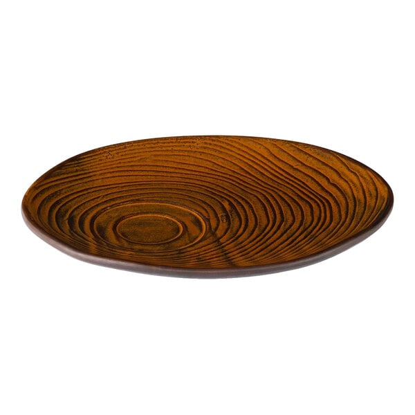 Bon Chef Tavola Etna 8 1/2" x 6 3/4" Oval Reactive Copper Porcelain Saucer - 24/Case
