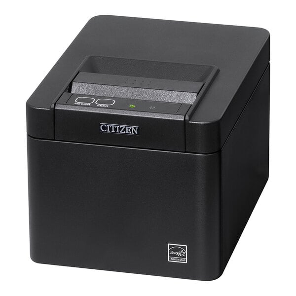 Citizen CT-E301 3 1/8" Black Thermal 203 DPI POS Receipt and Barcode Printer with Top Exit and USB, Ethernet, and Serial CT-E301TRUBK