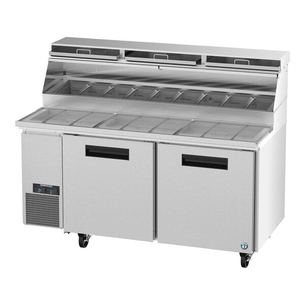 Hoshizaki PR67B-Z 67" Refrigerated Pizza Prep Table with Built-In Catch Trays and Two Doors