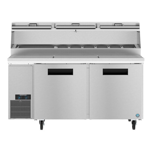 Hoshizaki PR67B-Z 67" Refrigerated Pizza Prep Table with Built-In Catch Trays and Two Doors