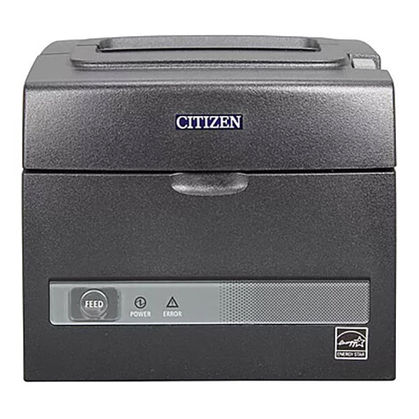 A black rectangular electronic device with a front panel featuring buttons, indicator lights, and the brand name 'CITIZEN' on the top section.