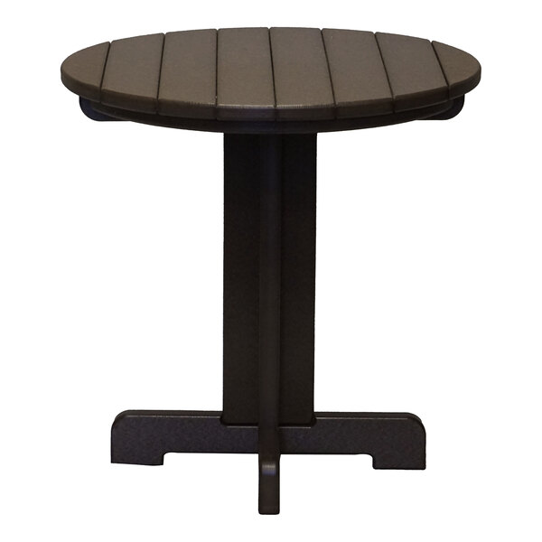 Grosfillex Kailua 20" Round Dark Brown HDPE Low Table