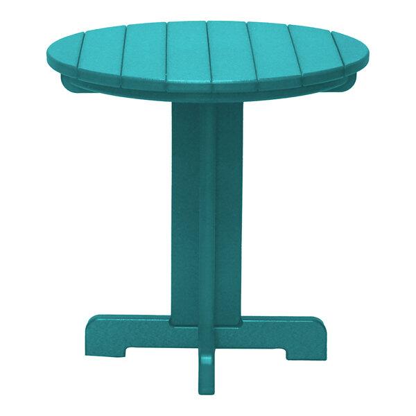 Grosfillex Kailua 20" Round Aruba Blue HDPE Low Table