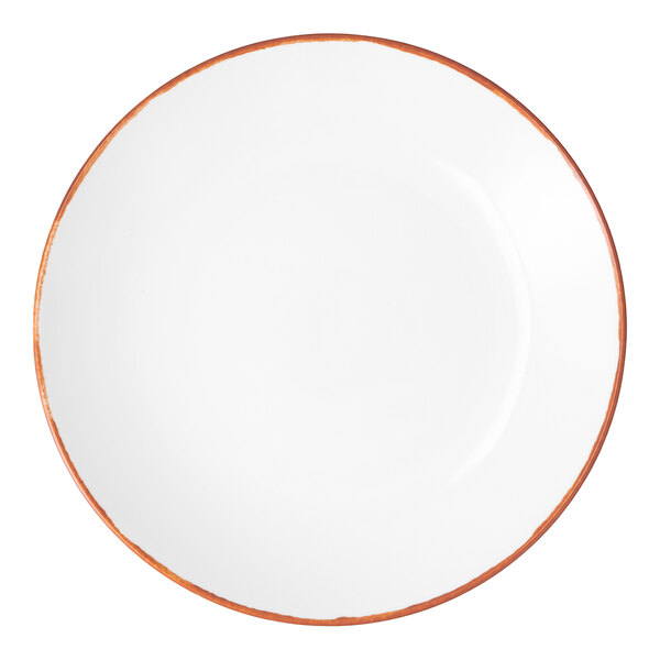 Zwiesel Fortessa Spice Terracotta TechnoCeram 54 oz. White / Orange Rim China Coupe Bowl - 4/Case