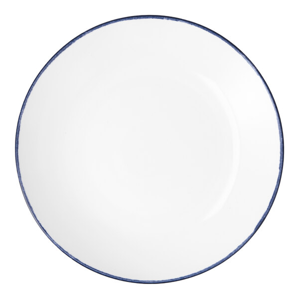 Zwiesel Fortessa Spice Cornflower TechnoCeram 54 oz. White / Blue Rim China Coupe Bowl - 4/Case