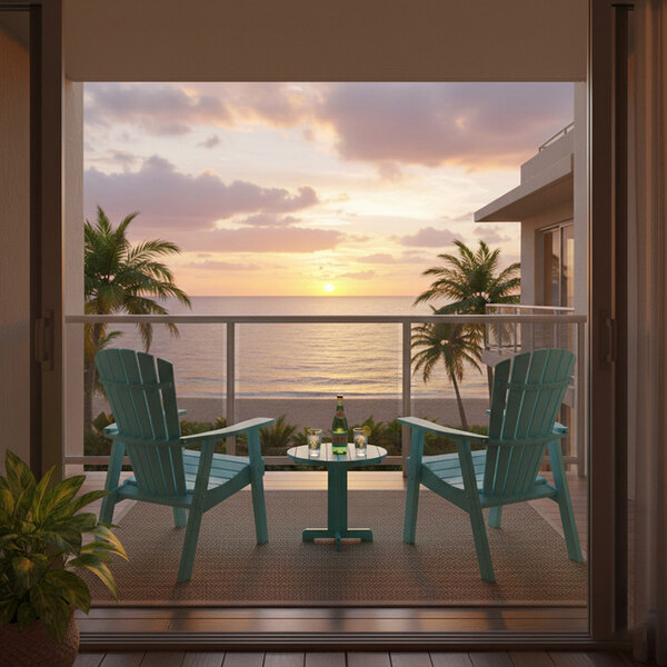 Grosfillex Kailua Aruba Blue HDPE Adirondack Chair