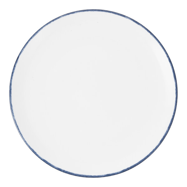 Zwiesel Fortessa Spice Cornflower TechnoCeram 6 1/2" Round White / Blue Rim China Coupe Plate - 4/Case