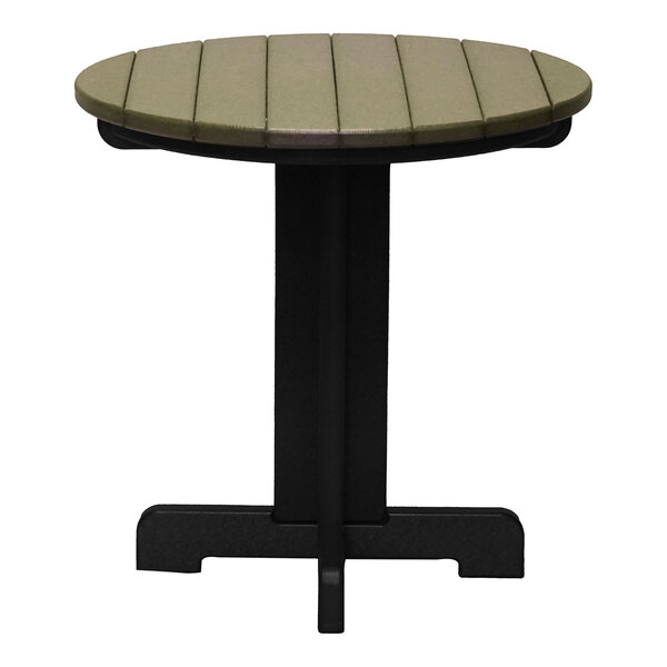 Grosfillex Kailua 20" Round Weathered Wood / Black HDPE Low Table