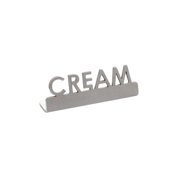 American Metalcraft 2 1/8" x 5/8" x 3/4" Stainless Steel Mini Laser-Cut Tabletop Sign with "Cream" Print - 12/Case
