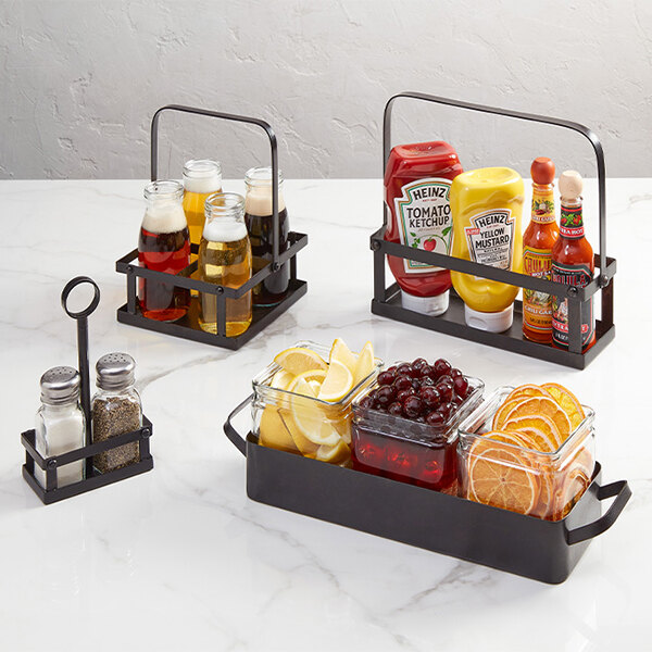 American Metalcraft Crosby 10 1/4" x 3 3/8" x 9" Vintage Bronze Rectangular Condiment Caddy