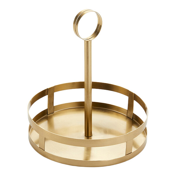 American Metalcraft Eastside 8" x 9 1/4" Gold Round Condiment Rack