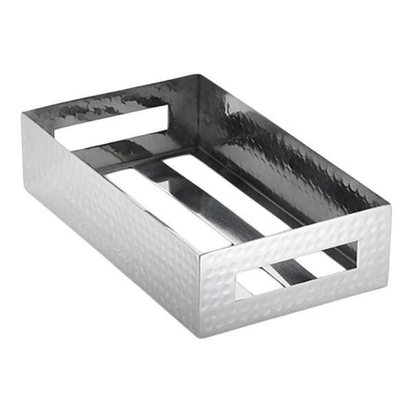 American Metalcraft 9 1/4" x 5 3/8" x 2 1/4" Hammered Stainless Steel Crate