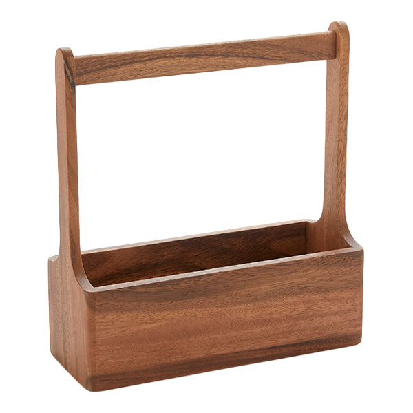 American Metalcraft Loft 10 1/4" x 4" x 11" Acacia Wood Rectangular Condiment Rack - 6/Case