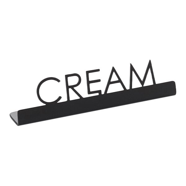 American Metalcraft 5" x 7/8" x 1 1/4" Black Stainless Steel Laser-Cut Tabletop Sign with "Cream" Print - 12/Case
