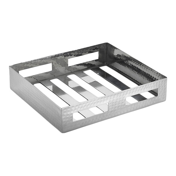 American Metalcraft 10 1/2" x 9 1/4" x 2 1/4" Hammered Stainless Steel Crate