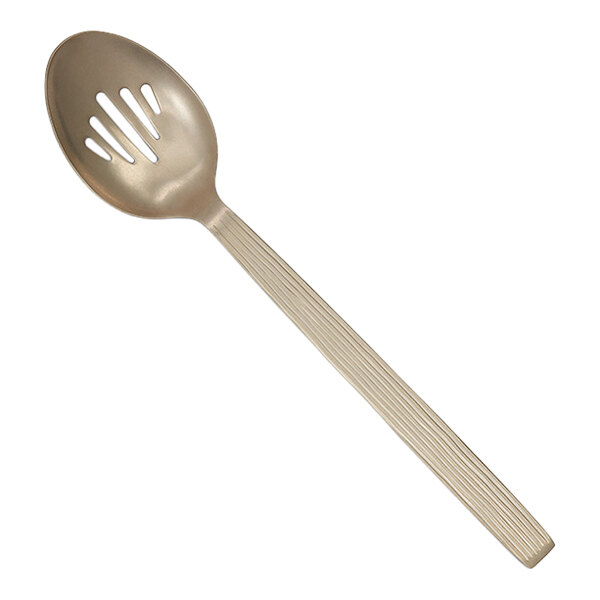 American Metalcraft 13 1/4" Wavy Aged Champagne Vintage Stainless Steel Slotted Serving Spoon CWVSS - 6/Case
