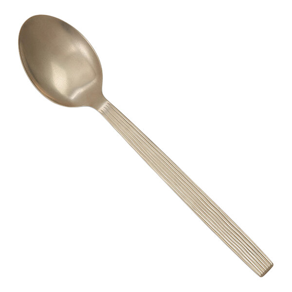 American Metalcraft 13 1/4" Wavy Aged Champagne Vintage Stainless Steel Solid Serving Spoon CWVSP - 6/Case