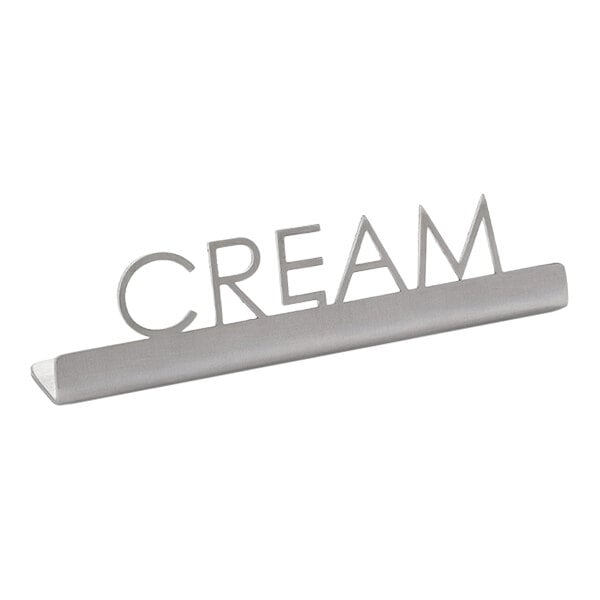American Metalcraft 5" x 7/8" x 1 1/4" Stainless Steel Laser-Cut Tabletop Sign with "Cream" Print - 12/Case