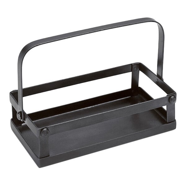 American Metalcraft Eastside 6" x 3" x 4 1/2" Black Rectangular Coffee / Condiment Caddy