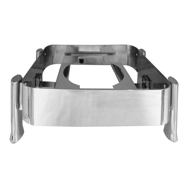 A stainless steel stand with a rectangular frame, rounded corners, and four sturdy legs.