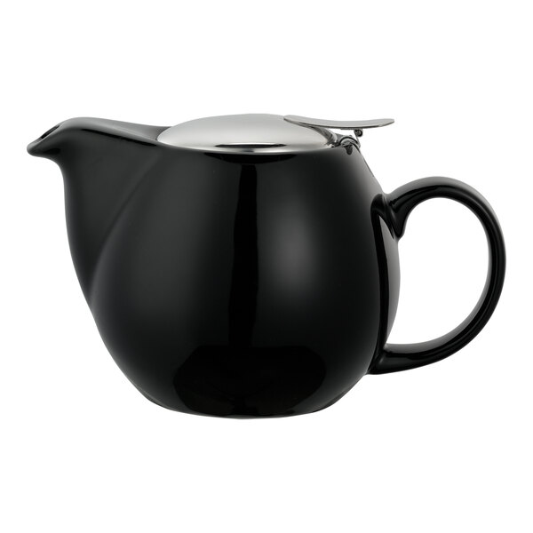 Service Ideas 16 oz. Oval Black Ceramic Teapot TPCV16BL
