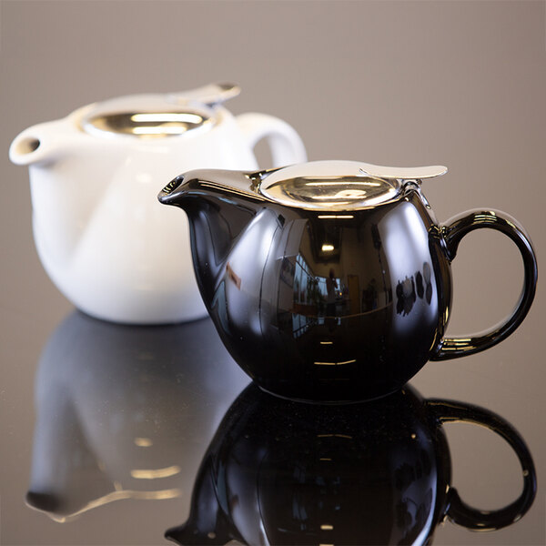 Service Ideas 16 oz. Oval Black Ceramic Teapot TPCV16BL