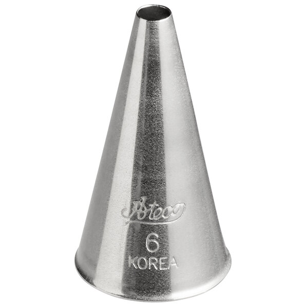 Ateco 6 Stainless Steel Plain Piping Tip - 10/Case