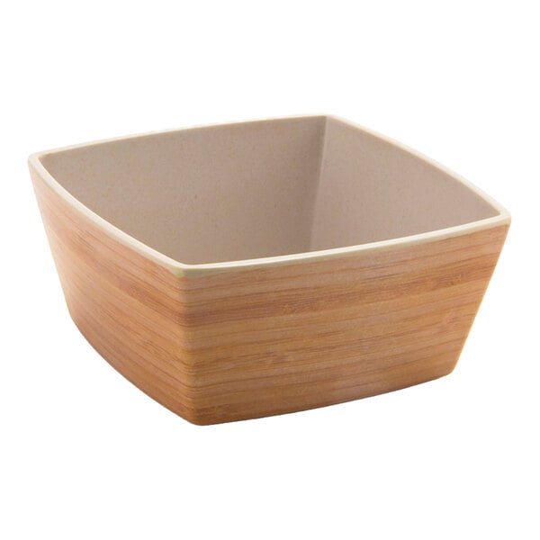 Front of House Platewise Mod 16 oz. Natural Bamboo Square Bowl - 12/Case