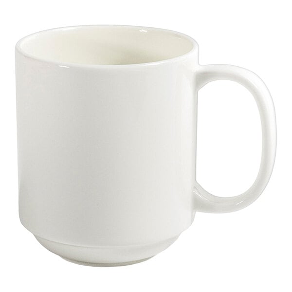Front of the House Catalyst Healthcare 12 oz. European White Stackable Porcelain Mug - 12/Case