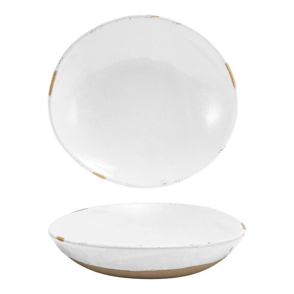Front of the House Artefact 58 oz. White Round Porcelain Low Bowl - 4/Case