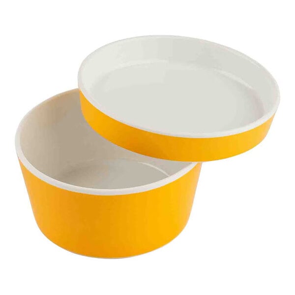 TableCraft Marvista Collection 0.5 Qt. Round Clementine Melamine Bowl and Lid - 6/Case
