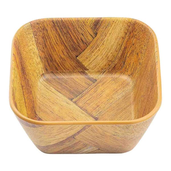 TableCraft Aeris Collection 16 oz. Wood Pattern Square Melamine Bowl - 6/Case