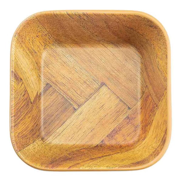 TableCraft Aeris Collection 16 oz. Wood Pattern Square Melamine Bowl - 6/Case