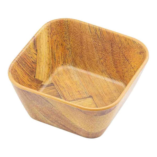 TableCraft Aeris Collection 16 oz. Wood Pattern Square Melamine Bowl - 6/Case