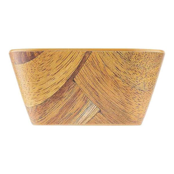 TableCraft Aeris Collection 16 oz. Wood Pattern Square Melamine Bowl - 6/Case