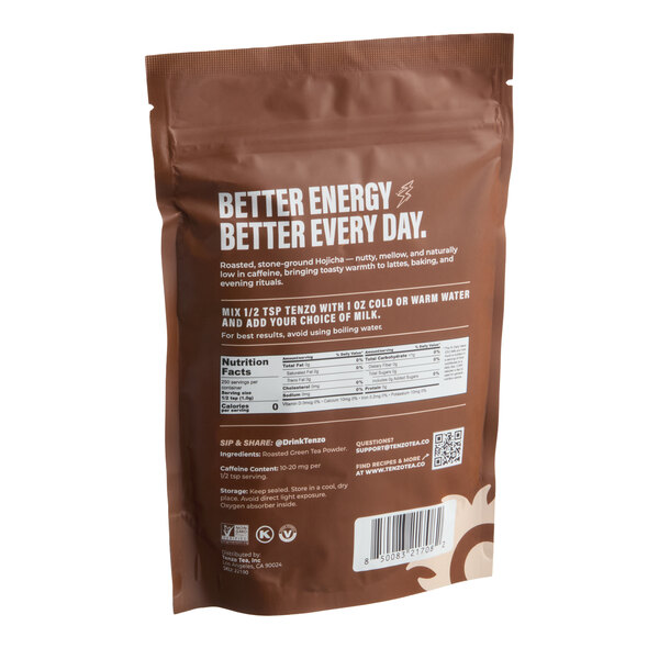 Tenzo Hojicha Roasted Green Tea Powder 250 Gram (8.8 oz.) - 12/Case