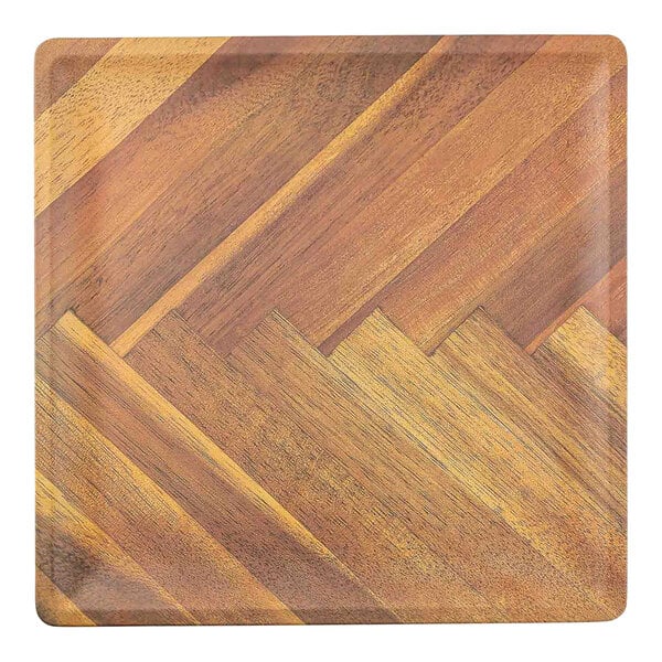 TableCraft Aeris Collection 11" Wood Pattern Square Melamine Serving Plate - 12/Case