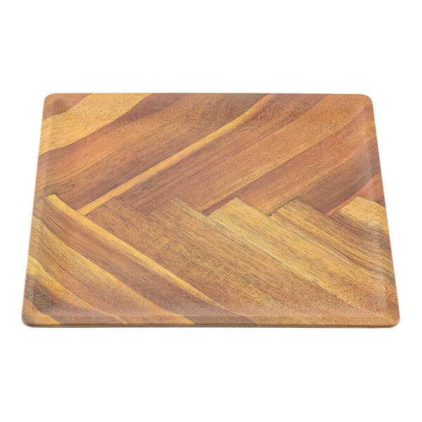 TableCraft Aeris Collection 11" Wood Pattern Square Melamine Serving Plate - 12/Case