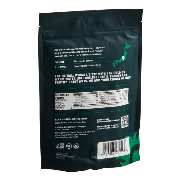 Tenzo Organic Ceremonial Takara Reserve Matcha Green Tea Powder Bag 250 Gram (8.8 oz.)