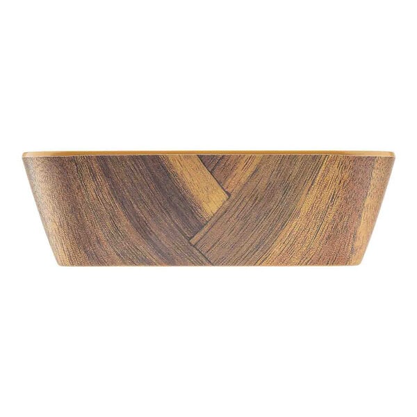 TableCraft Aeris Collection 48 oz. Wood Pattern Square Melamine Serving Bowl - 6/Case