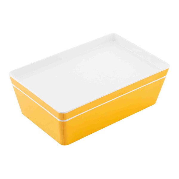TableCraft Marvista Collection 3 Qt. Rectangular Clementine Melamine Bowl and Lid - 3/Case