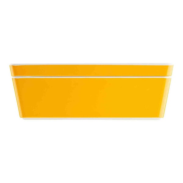 TableCraft Marvista Collection 3 Qt. Rectangular Clementine Melamine Bowl and Lid - 3/Case