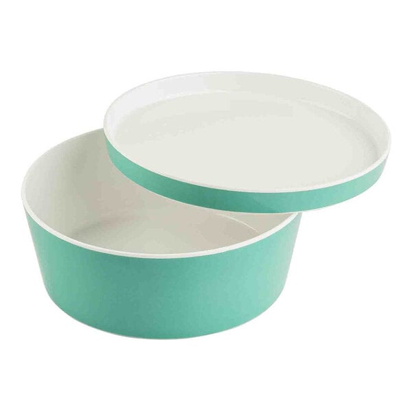 TableCraft Marvista Collection 2.5 Qt. Round Jade Melamine Bowl and Lid - 4/Case