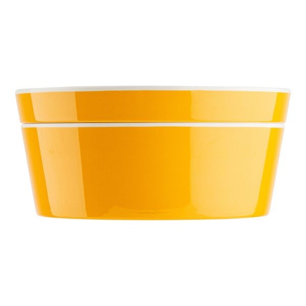 TableCraft Marvista Collection 2.5 Qt. Round Clementine Melamine Bowl and Lid - 4/Case