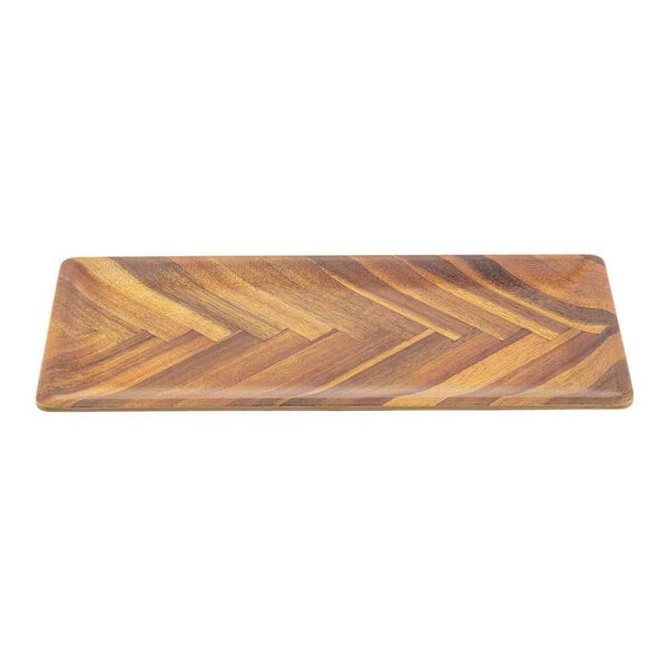 TableCraft Aeris Collection 13 3/4" x 6 1/2" Wood Pattern Rectangular Melamine Serving Plate - 12/Case