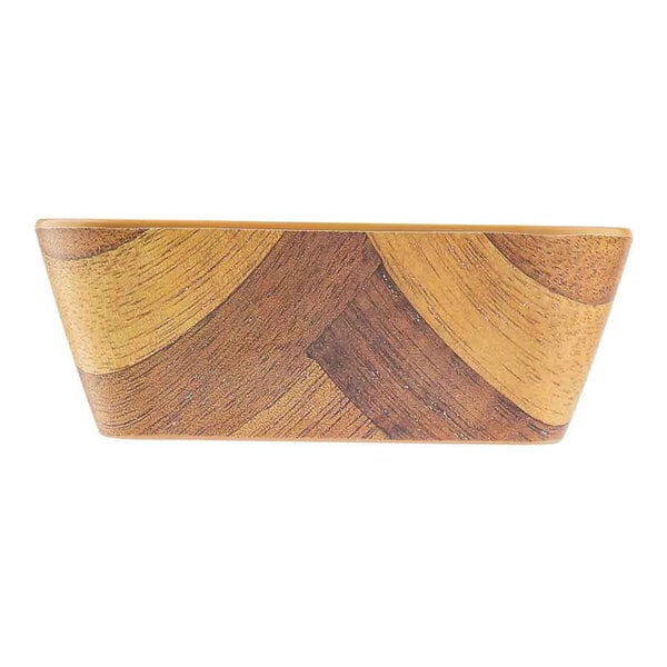 TableCraft Aeris Collection 32 oz. Wood Pattern Square Melamine Serving Bowl - 6/Case