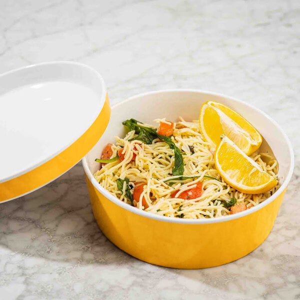 TableCraft Marvista Collection 1 Qt. Round Clementine Melamine Bowl and Lid - 4/Case